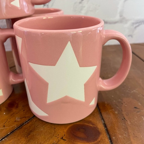 Vintage Waechtersbach W. Germany Pink Star Mugs Set of 4 - Picture 6 of 8